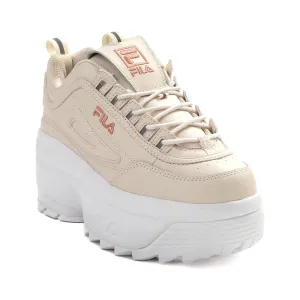 Womens Fila Disruptor Platform Wedge Athletic Shoe - Whitecap Gray / Cork / Rose Gold