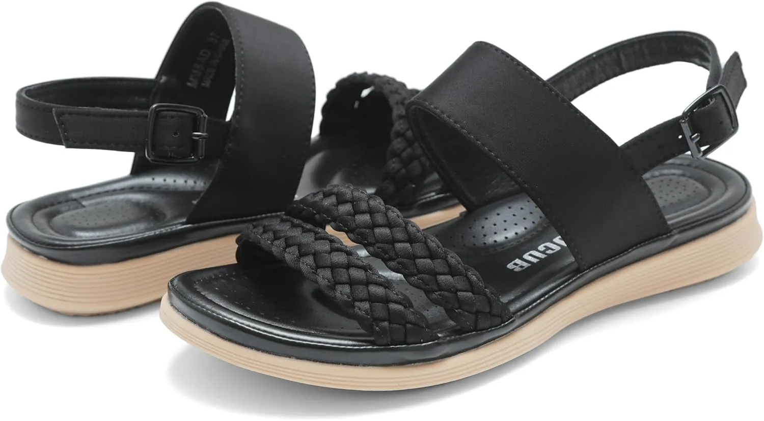 Women's Flat Sandals Ankle Strap Open Toe Summer Braided Sandal Beach Comfortable Platform Outdoor Slingback Dress Shoes