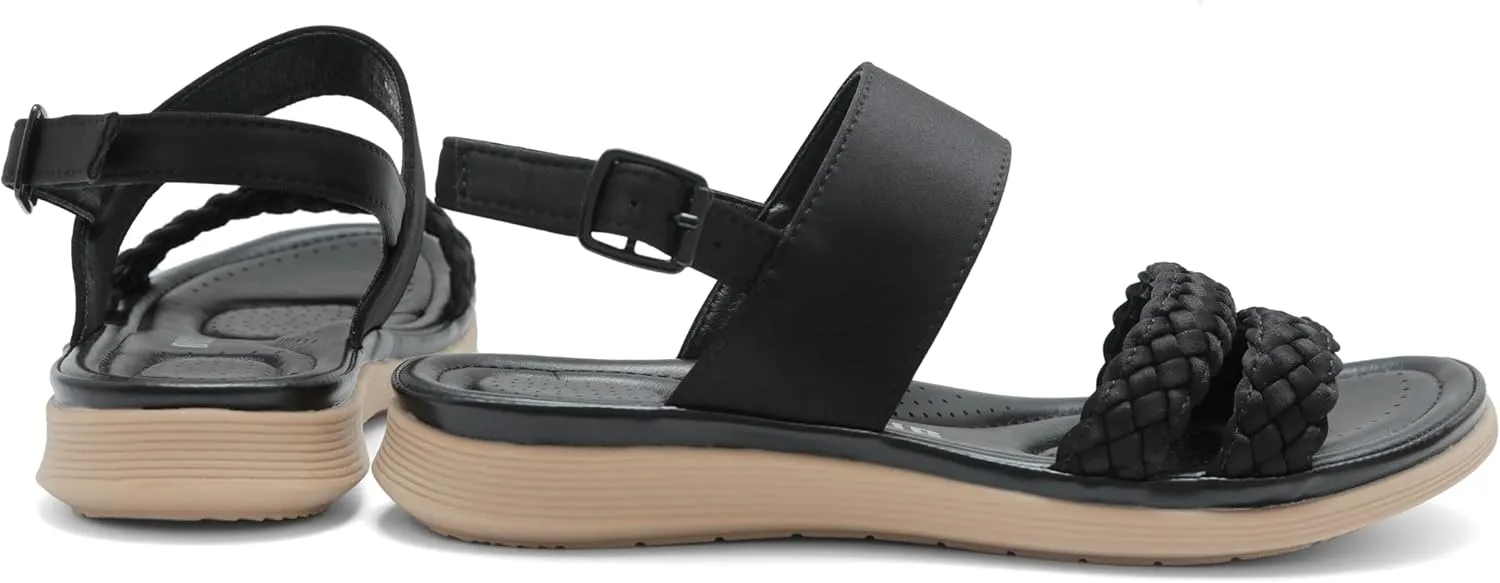 Women's Flat Sandals Ankle Strap Open Toe Summer Braided Sandal Beach Comfortable Platform Outdoor Slingback Dress Shoes