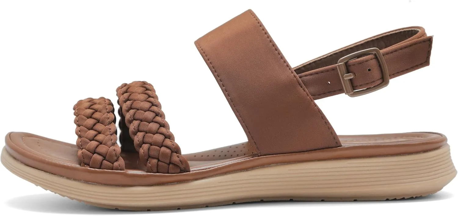 Women's Flat Sandals Ankle Strap Open Toe Summer Braided Sandal Beach Comfortable Platform Outdoor Slingback Dress Shoes