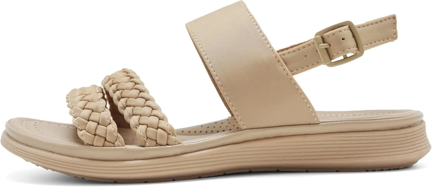 Women's Flat Sandals Ankle Strap Open Toe Summer Braided Sandal Beach Comfortable Platform Outdoor Slingback Dress Shoes
