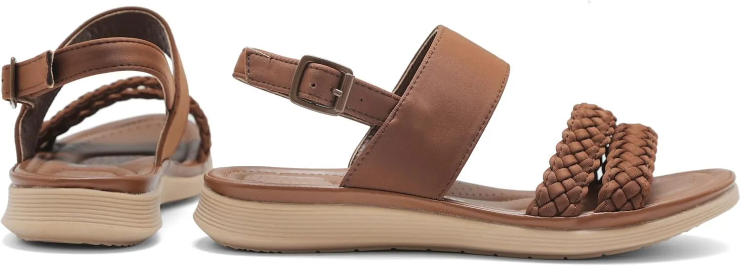 Women's Flat Sandals Ankle Strap Open Toe Summer Braided Sandal Beach Comfortable Platform Outdoor Slingback Dress Shoes