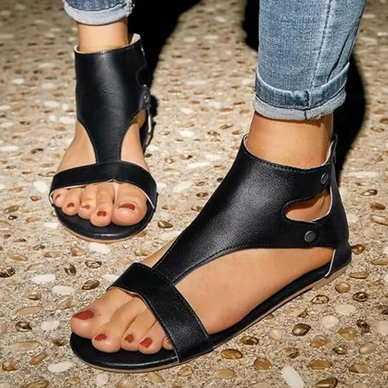Womens Flat Sandals Ladies Summer Wedge Espadrilles Sandal Buckle Ankle Strap Peep Toe Flatform Shoes Comfy Roman Walking Shoes,Brown,US9/EU40