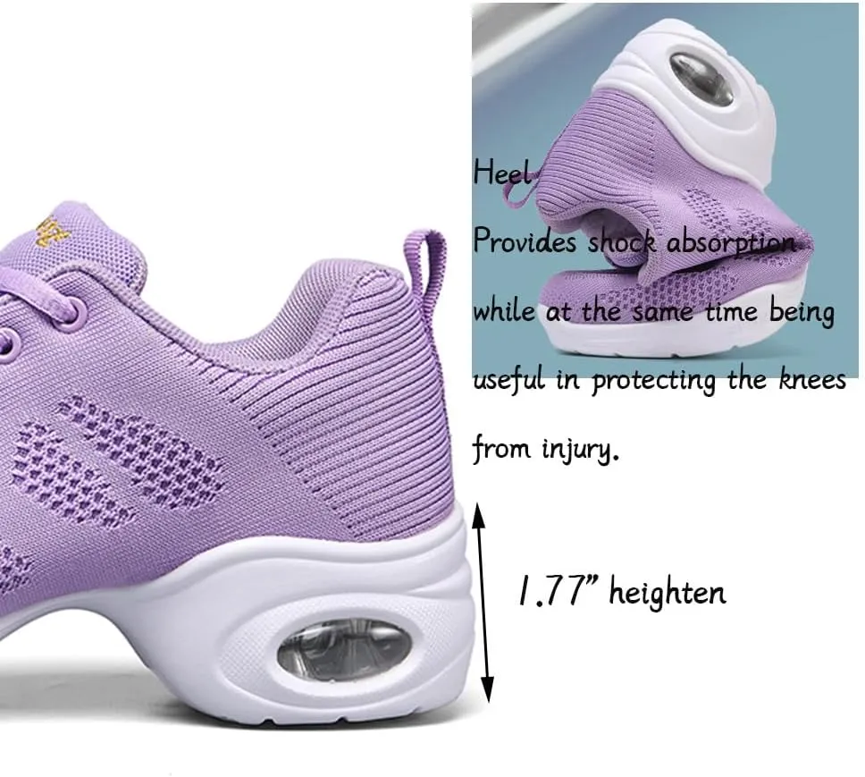 Women's Jazz Shoes Lace-up Sneakers Modern Dance Shoes Cushion Platform Walking Dance Shoes