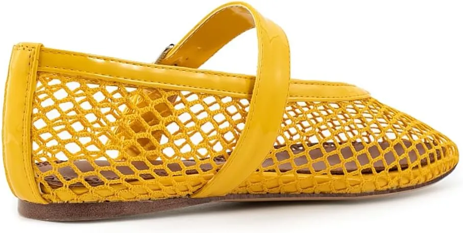Women's Mesh Ballet Flats Mary Jane Ballerina Buckle Ankle Strap Round Toe Comfy Casual Office Shoes Closed Toe Dress Pumps
