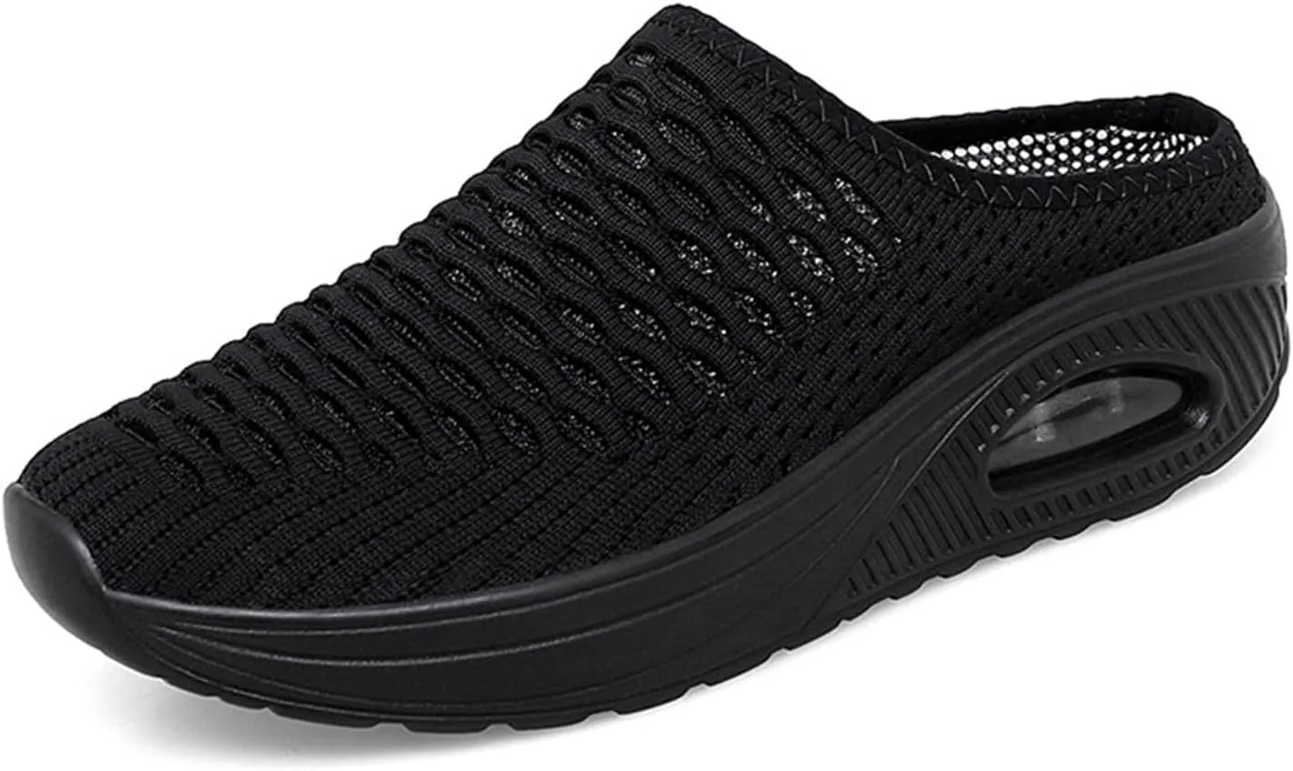 Women's Mules & Clogs Summer Breathable Mesh Slippers Lightweight Orthopedic Clogs with Arch Support Comfortable Knitted Platform Closed Round Toe Shoes Open Back Walking Shoes