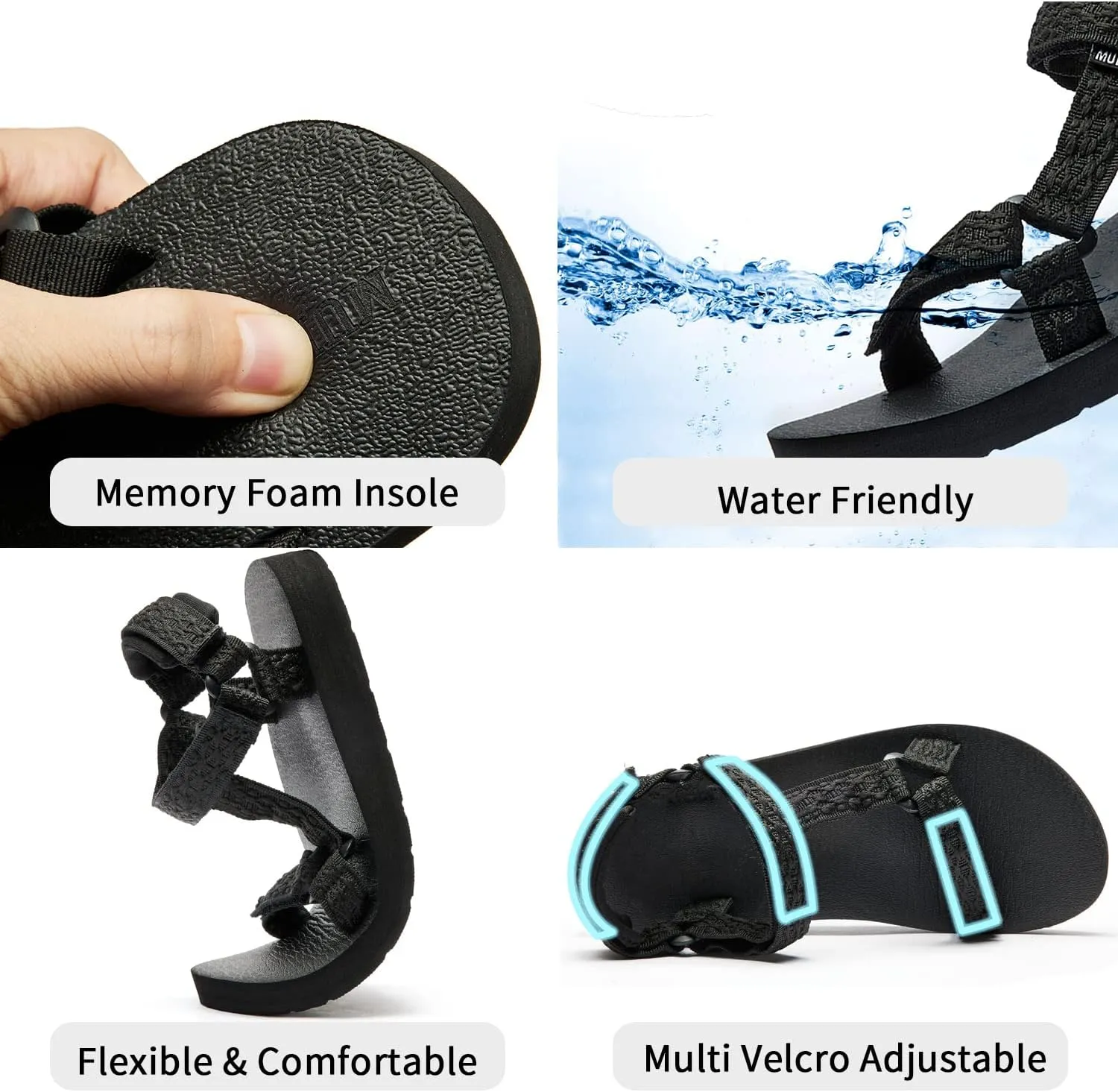 Women's Original Sandals Comfortable Quick-Drying Casual Sport Sandal Walking Hiking Water Sandals With Arch Support