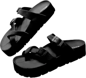 Women's Platform Sandals - Arch Support, Comfortable Foam Slides with Adjustable Buckle, Lightweight Thick Soles | Ultra Cushion