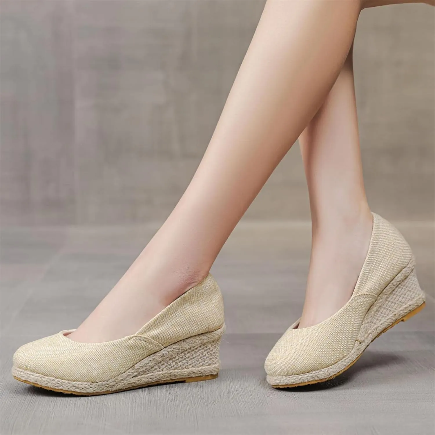 Women's Pumps Chunky Rounded Toe Sandals Wedges Closed Toe Wedges Espadrille Dressy Platform Casual Sandals Comfortable Anti Slip Summer Shoes Outdoor Beach Sandal