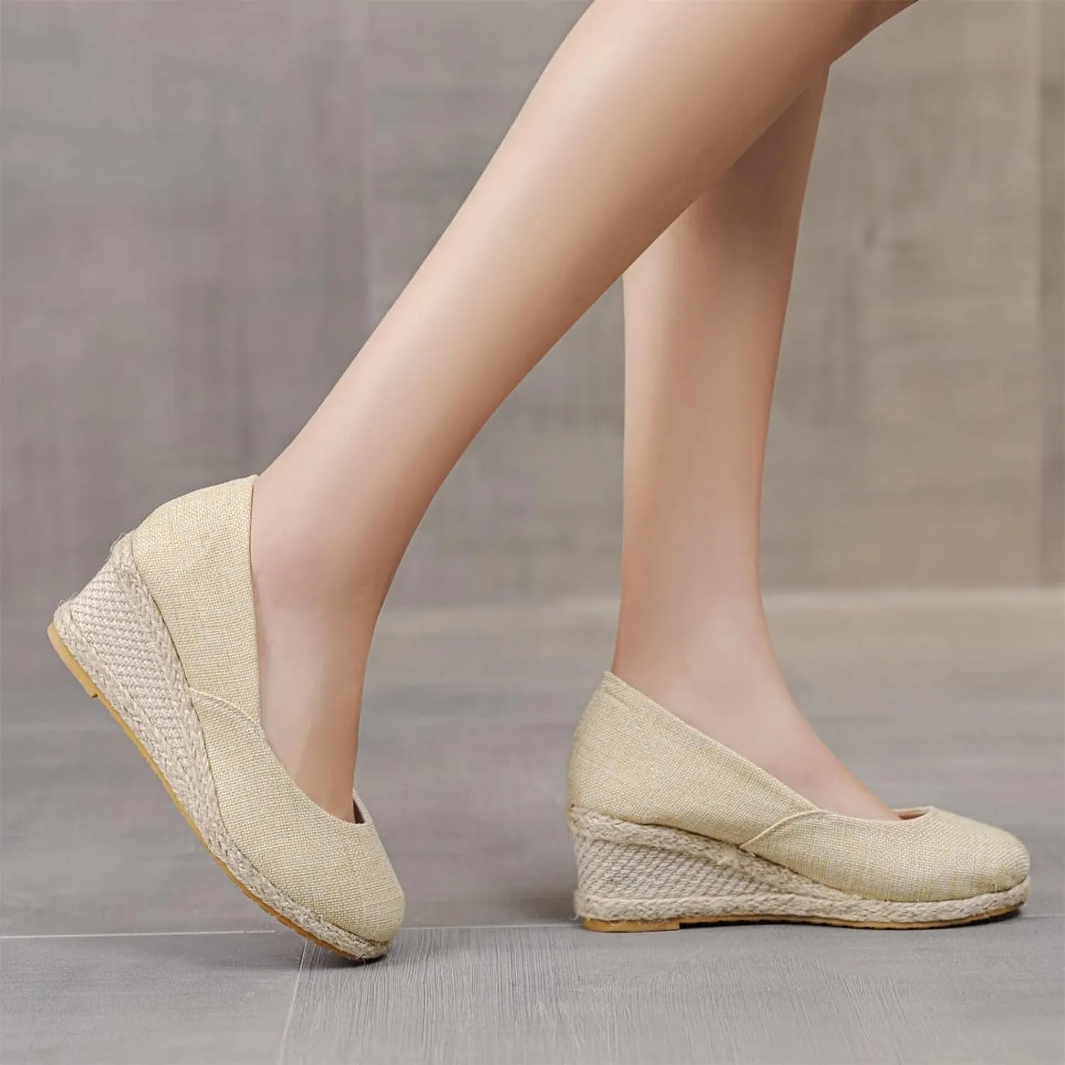 Women's Pumps Chunky Rounded Toe Sandals Wedges Closed Toe Wedges Espadrille Dressy Platform Casual Sandals Comfortable Anti Slip Summer Shoes Outdoor Beach Sandal