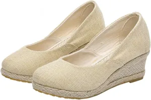 Women's Pumps Chunky Rounded Toe Sandals Wedges Closed Toe Wedges Espadrille Dressy Platform Casual Sandals Comfortable Anti Slip Summer Shoes Outdoor Beach Sandal