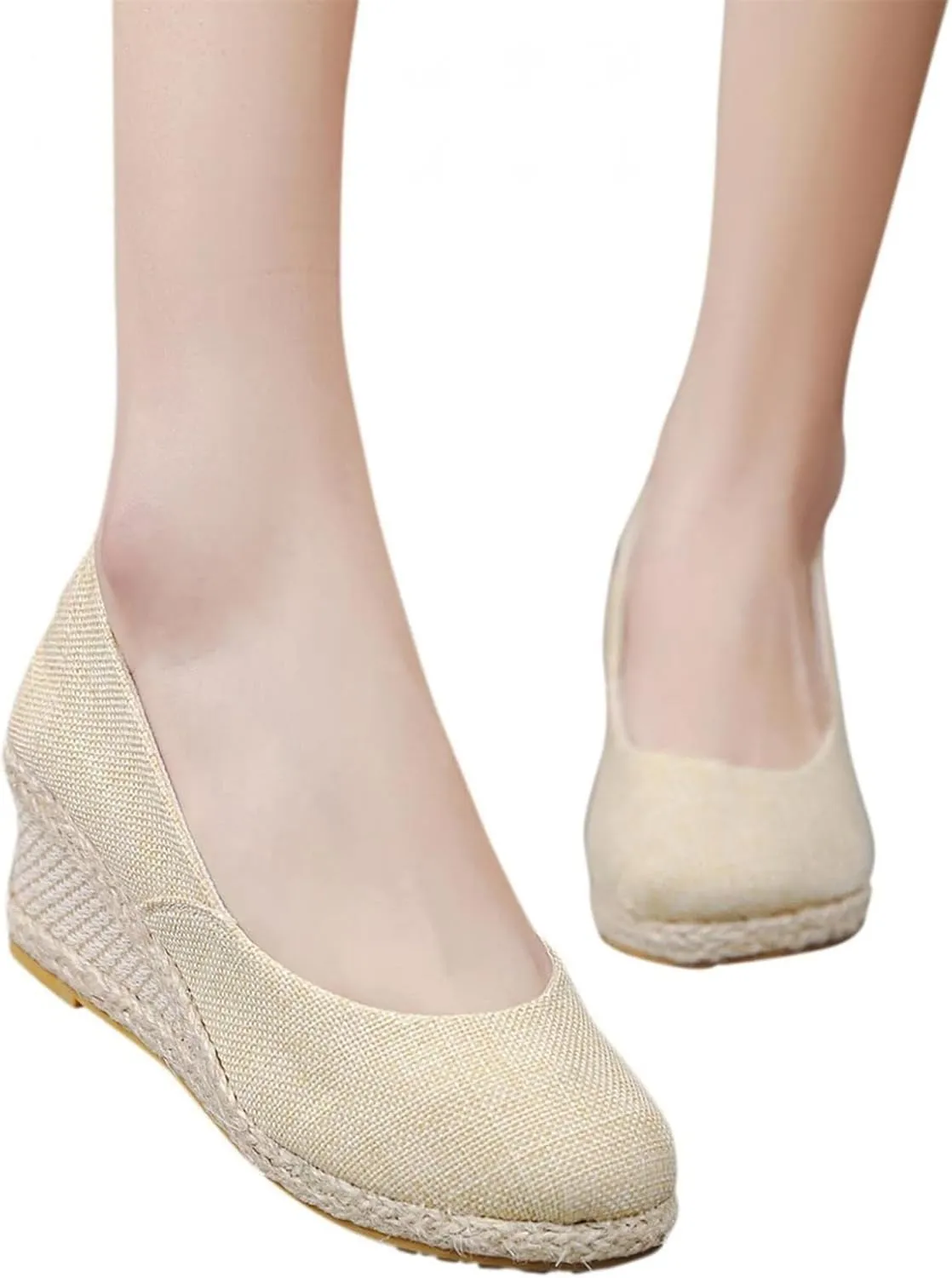 Women's Pumps Chunky Rounded Toe Sandals Wedges Closed Toe Wedges Espadrille Dressy Platform Casual Sandals Comfortable Anti Slip Summer Shoes Outdoor Beach Sandal