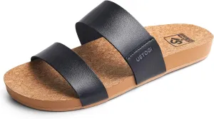 Womens Sandals Arch Support Beach Slides for Women Orthotic Summer Causal Cork Footbed Adjustable Lightweight Comfortable Slip on Cushion Cute 2 Strap Flat sandalias de mujer