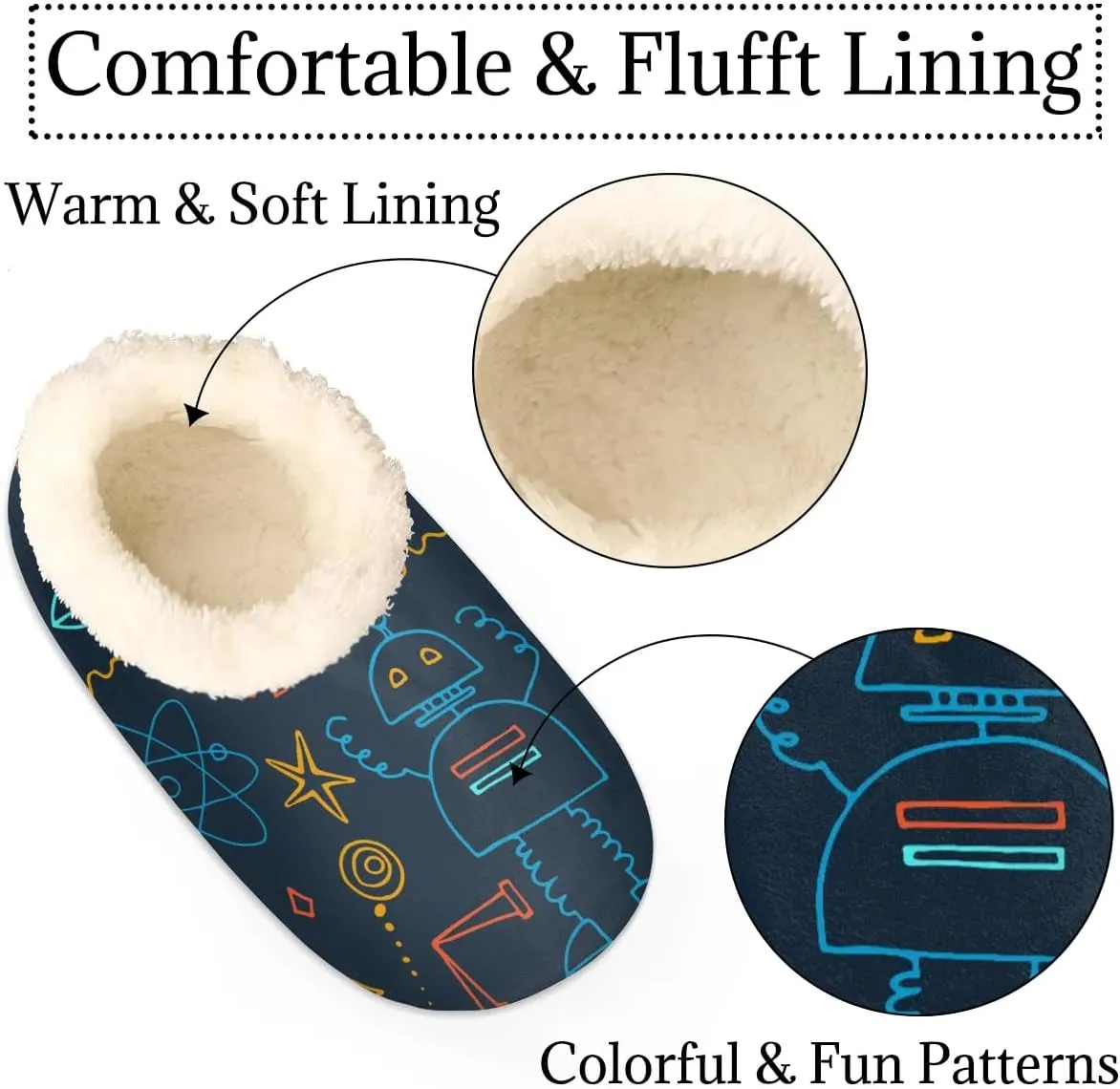 Women's Slippers Comfy Warm House Slippers for Women Men, Fuzzy Slip-on Plush Ladies Slippers Socks for Winter Bedroom Indoor and Outdoor