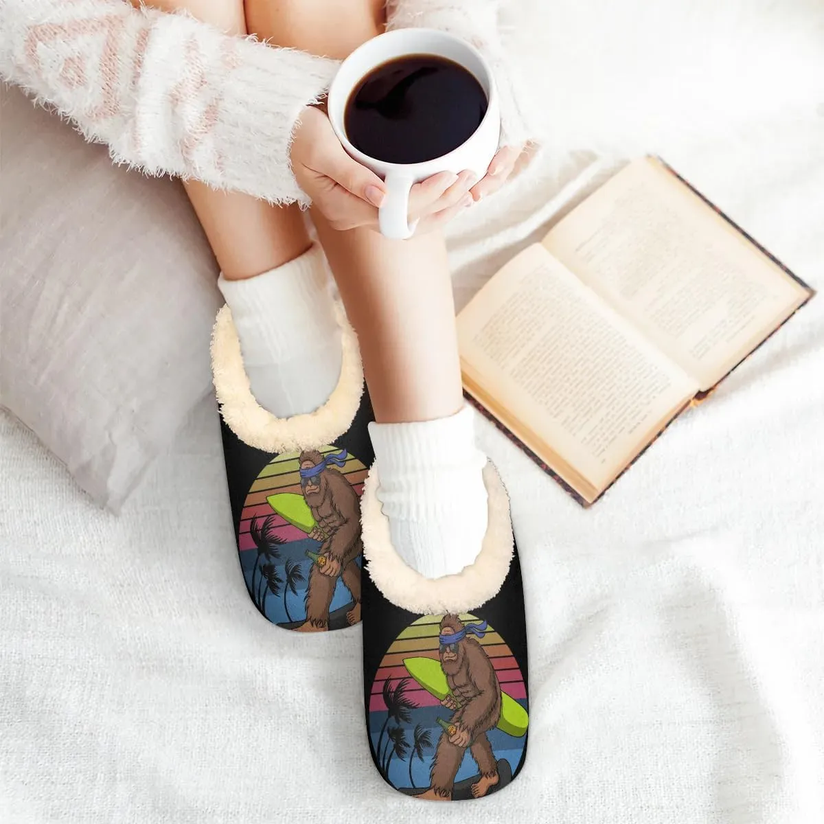 Women's Slippers Comfy Warm House Slippers for Women Men, Fuzzy Slip-on Plush Ladies Slippers Socks for Winter Bedroom Indoor and Outdoor