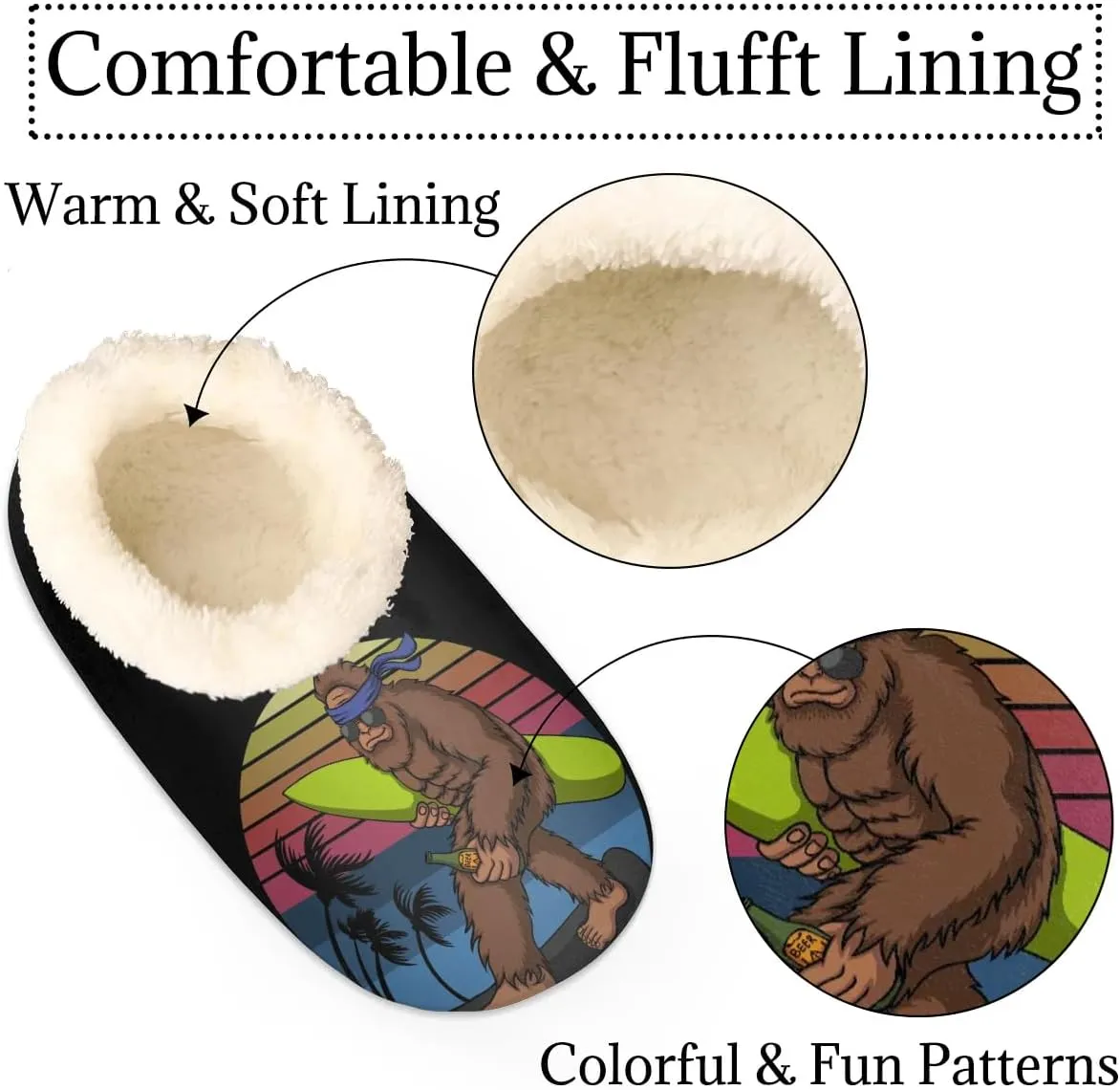 Women's Slippers Comfy Warm House Slippers for Women Men, Fuzzy Slip-on Plush Ladies Slippers Socks for Winter Bedroom Indoor and Outdoor
