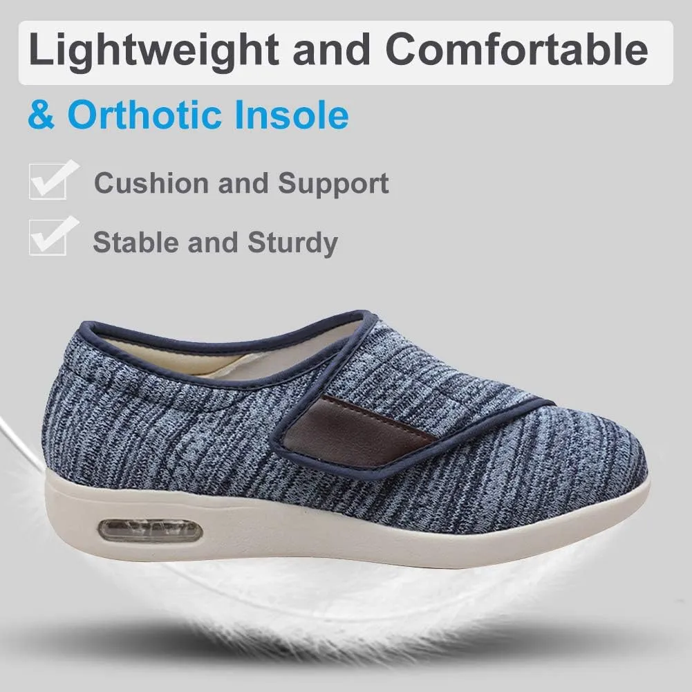 Womens Stylish Diabetic Shoes with Arch Support,Extra Wide Widths Walking Edema Sneakers Adjustable Strap Easy On/Off with 3 Pairs Insoles Replacement for Support Swollen Feet