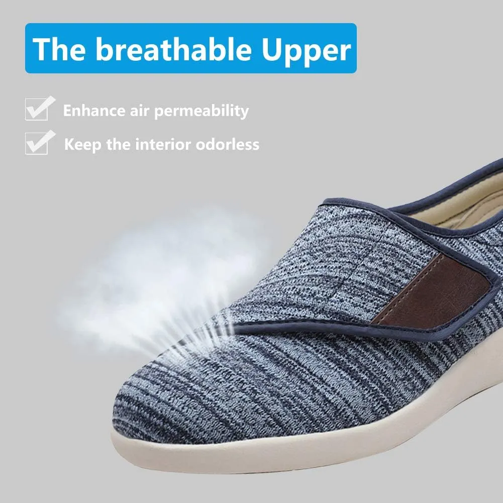 Womens Stylish Diabetic Shoes with Arch Support,Extra Wide Widths Walking Edema Sneakers Adjustable Strap Easy On/Off with 3 Pairs Insoles Replacement for Support Swollen Feet