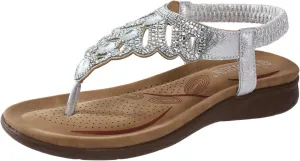 Women‘s Summer Bohemian Wedge Sandals Ankle Strap Casual Beach Shoes Fashion Dressy Flat Sandals for Women Evening