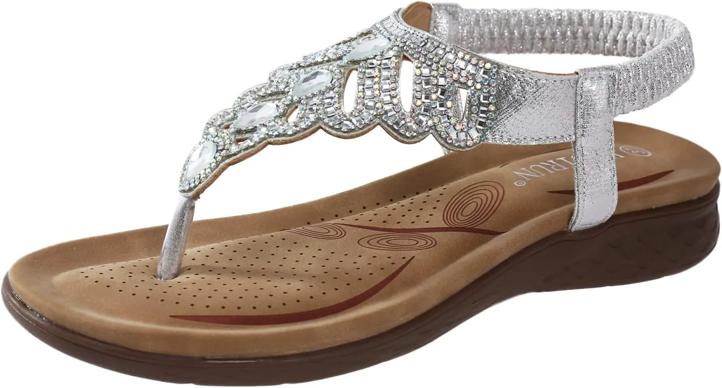 Women‘s Summer Bohemian Wedge Sandals Ankle Strap Casual Beach Shoes Fashion Dressy Flat Sandals for Women Evening