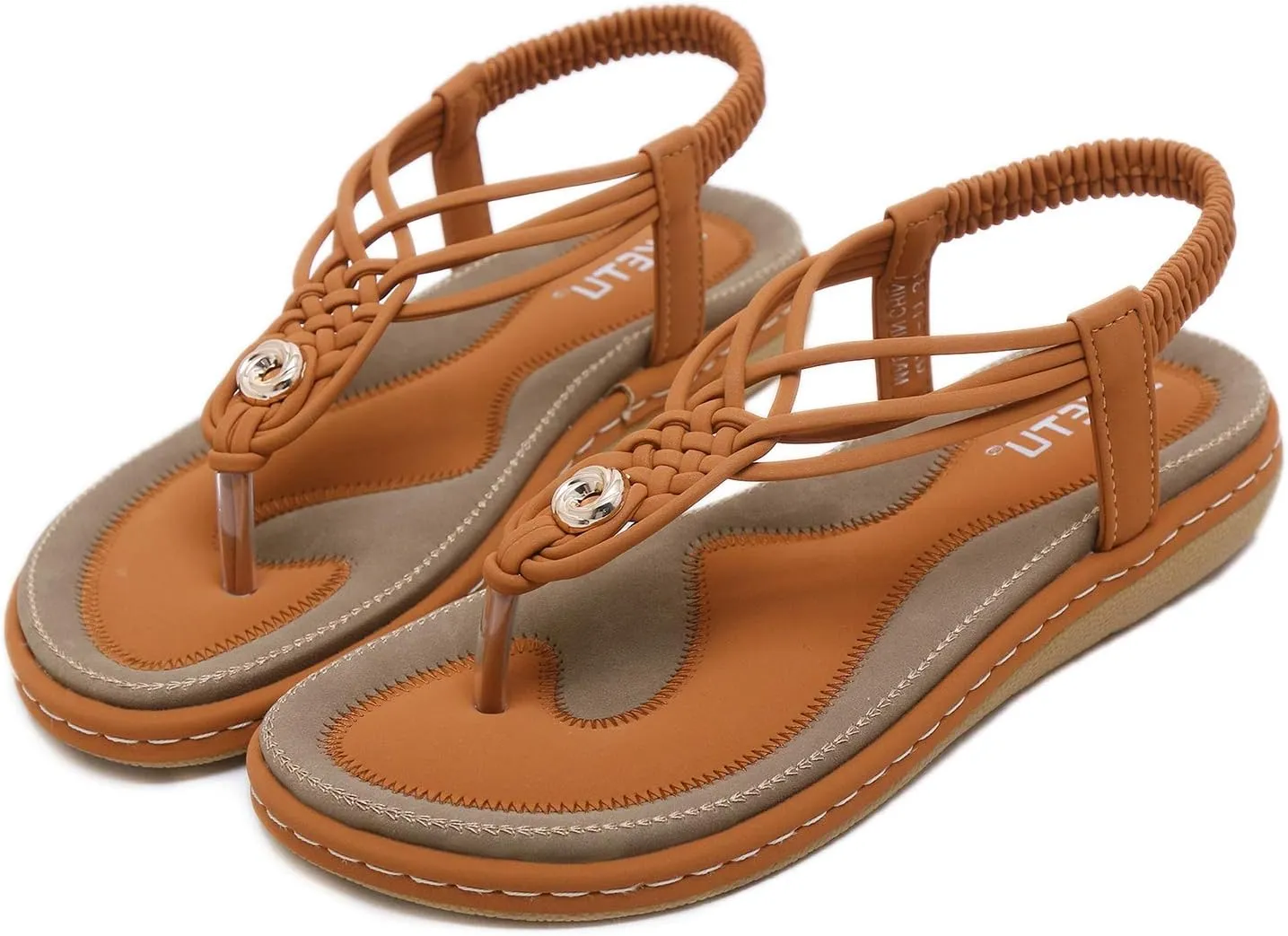 Women's T-Strap Flat Sandals Glitter Rhinestones Thong Flip Flops