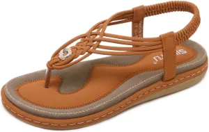 Women's T-Strap Flat Sandals Glitter Rhinestones Thong Flip Flops