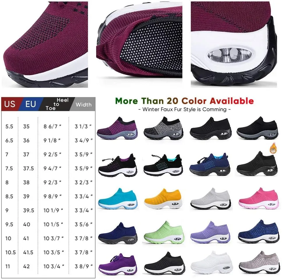 Women's Walking Shoes Sock Sneakers - Mesh Slip On Air Cushion Lady Girls Modern Jazz Dance Easy Shoes Platform Loafers