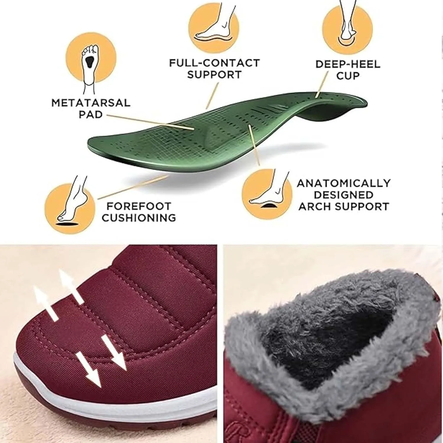 Women's Warm Sheepskin-Lined Boots, Comfortable Orthopedic Shoe for Women, Easy Wear Thermal Walking Booties