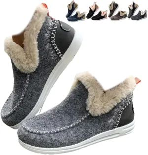 Women's Winter Plush Lined Flat Shoes Comfy Orthopedic Arch Support Outdoor Walking Shoes Classic Non-Slip Ankle Snow Boots