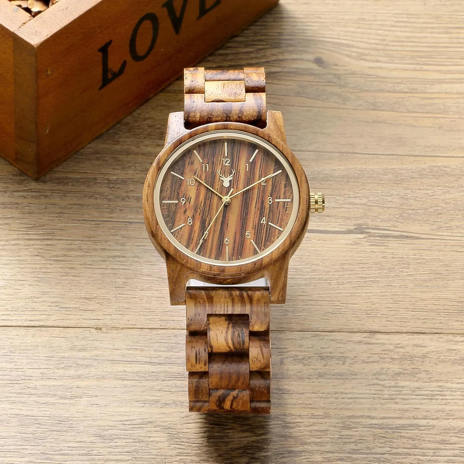 Wooden Watches Uwood Series 40 mm Unisex Natural Handmade Wood Watch with Gift Box & Band Adjustable