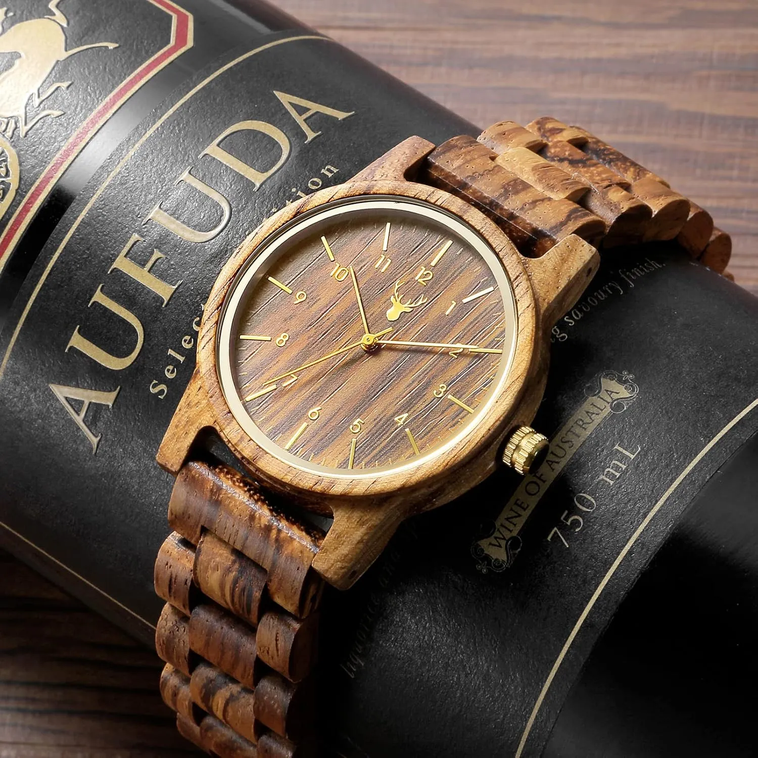 Wooden Watches Uwood Series 40 mm Unisex Natural Handmade Wood Watch with Gift Box & Band Adjustable