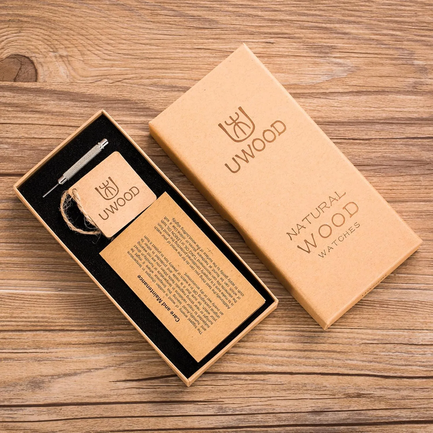 Wooden Watches Uwood Series 40 mm Unisex Natural Handmade Wood Watch with Gift Box & Band Adjustable