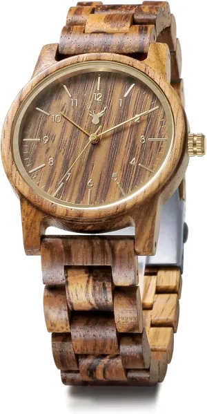 Wooden Watches Uwood Series 40 mm Unisex Natural Handmade Wood Watch with Gift Box & Band Adjustable