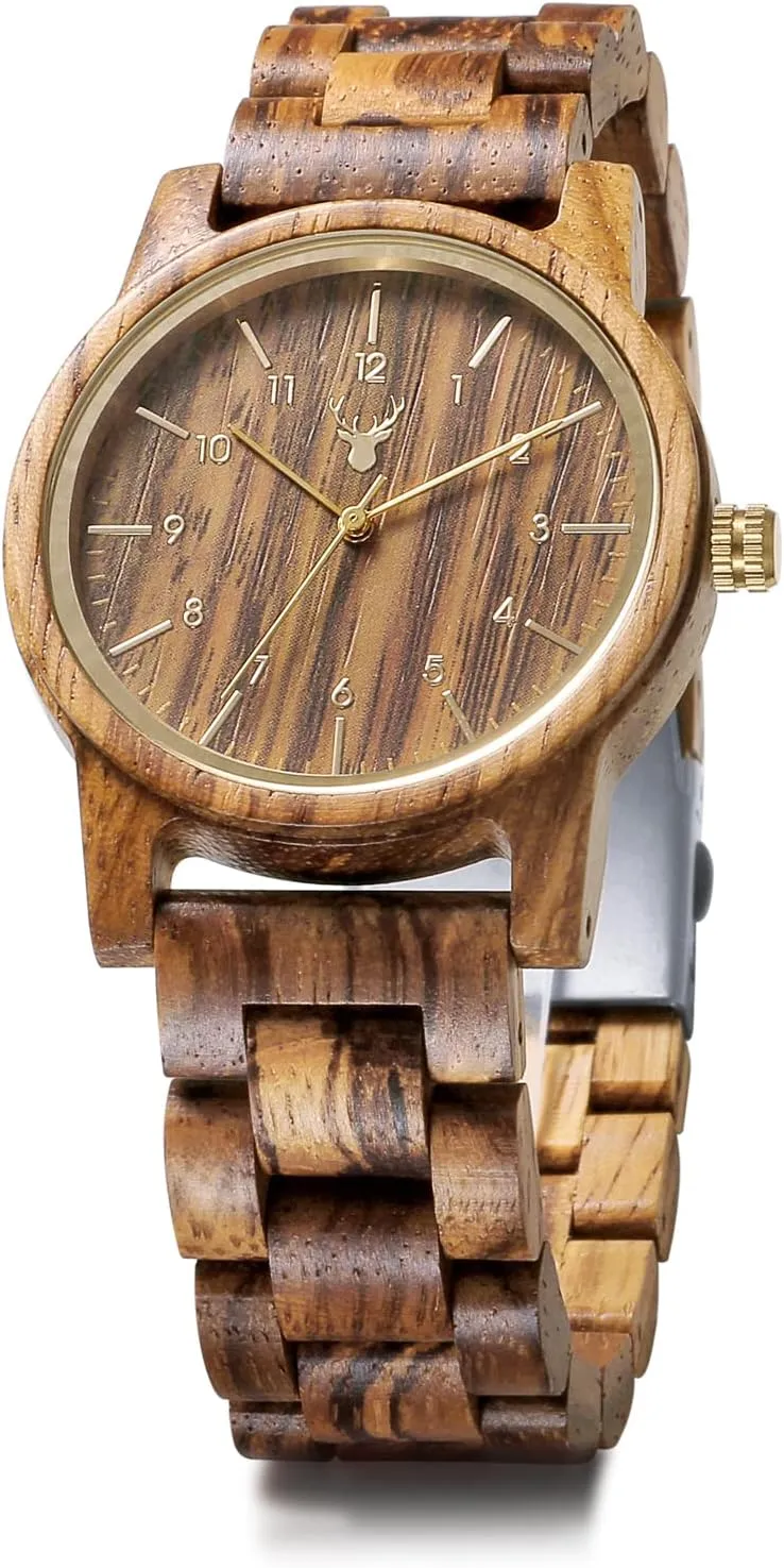 Wooden Watches Uwood Series 40 mm Unisex Natural Handmade Wood Watch with Gift Box & Band Adjustable