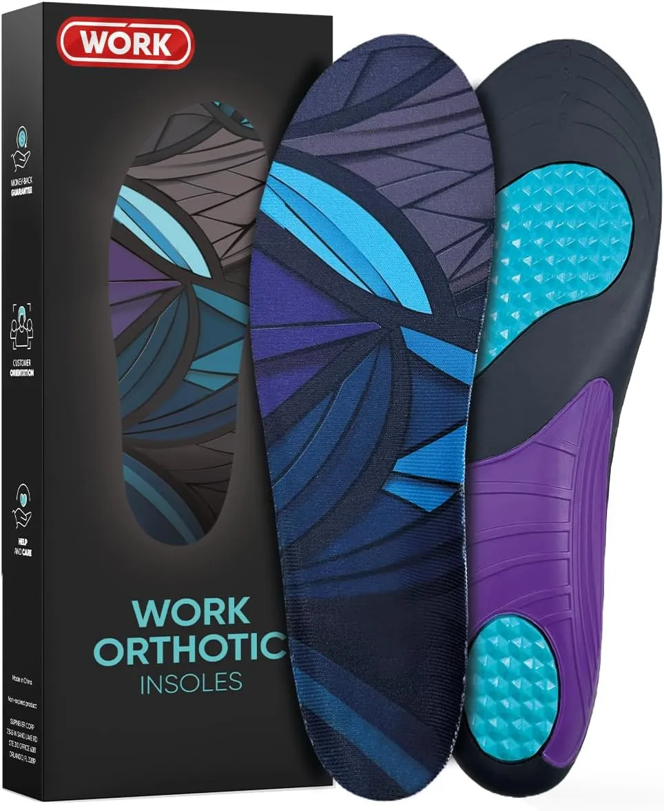 Work Boot Insoles - Medium Arch Support Inserts - Cushions for Men and Women - Shoe Inserts - Plantar Fasciitis Insoles - Anti Fatigue (Men)