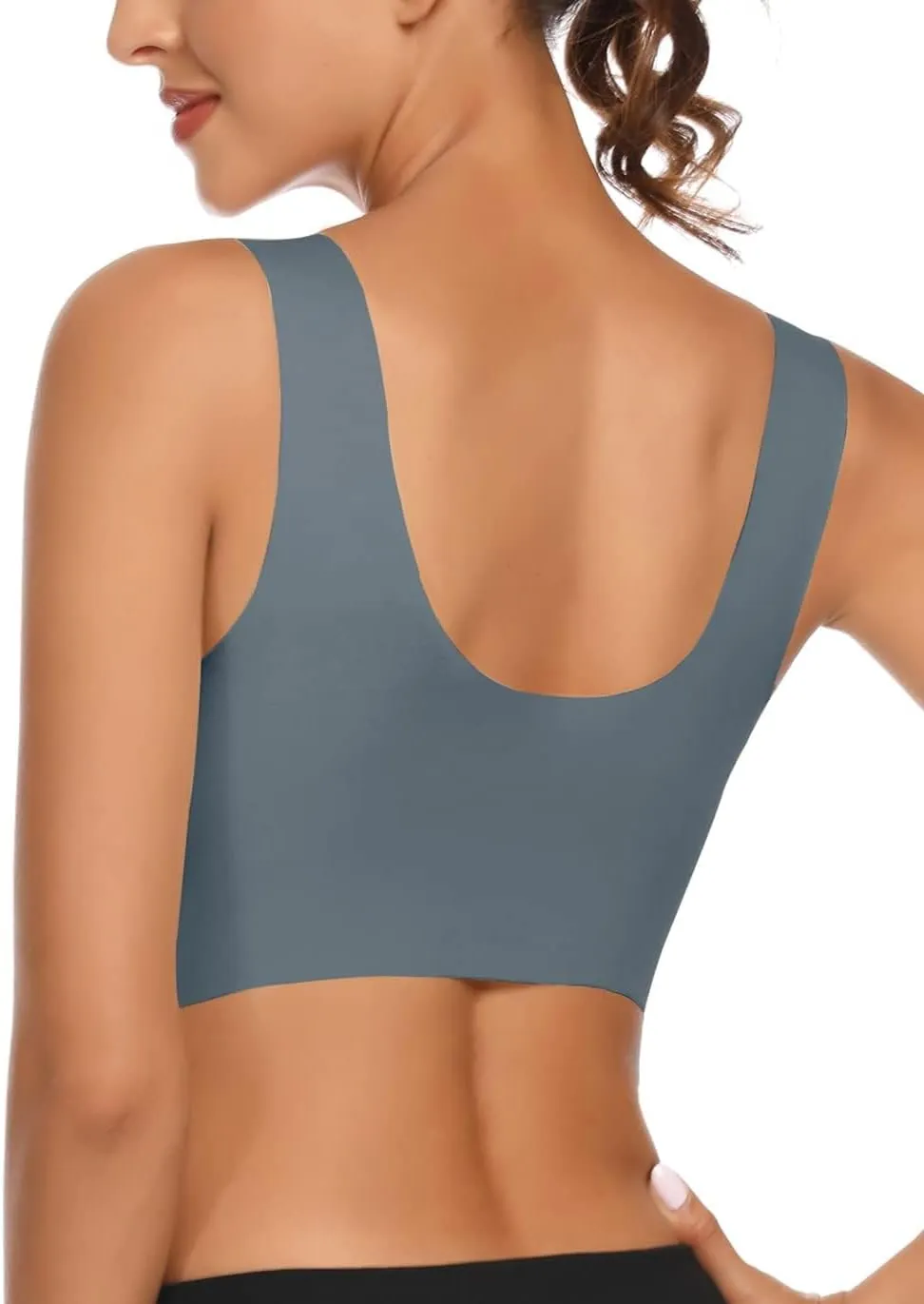 WOWENY Seamless Wirefree Bras for Women Comfy Mesh Soft Padded Back Smoothing Bra