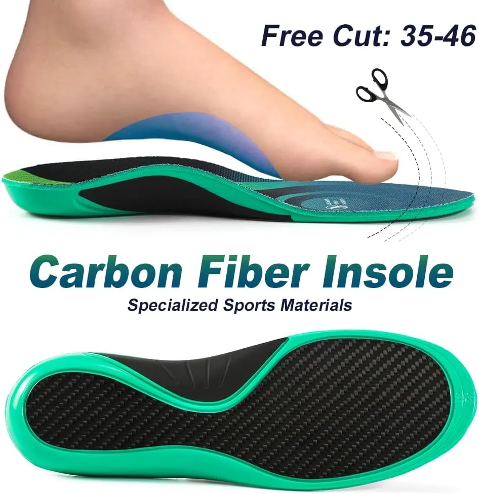 XINIFOOT Performance Insoles Carbon Fiber Shock Absorbing Sport Shoe Insoles for Running, Basketball, Athletics Arch Support Insoles Inserts for Hiking Boots or Shoes