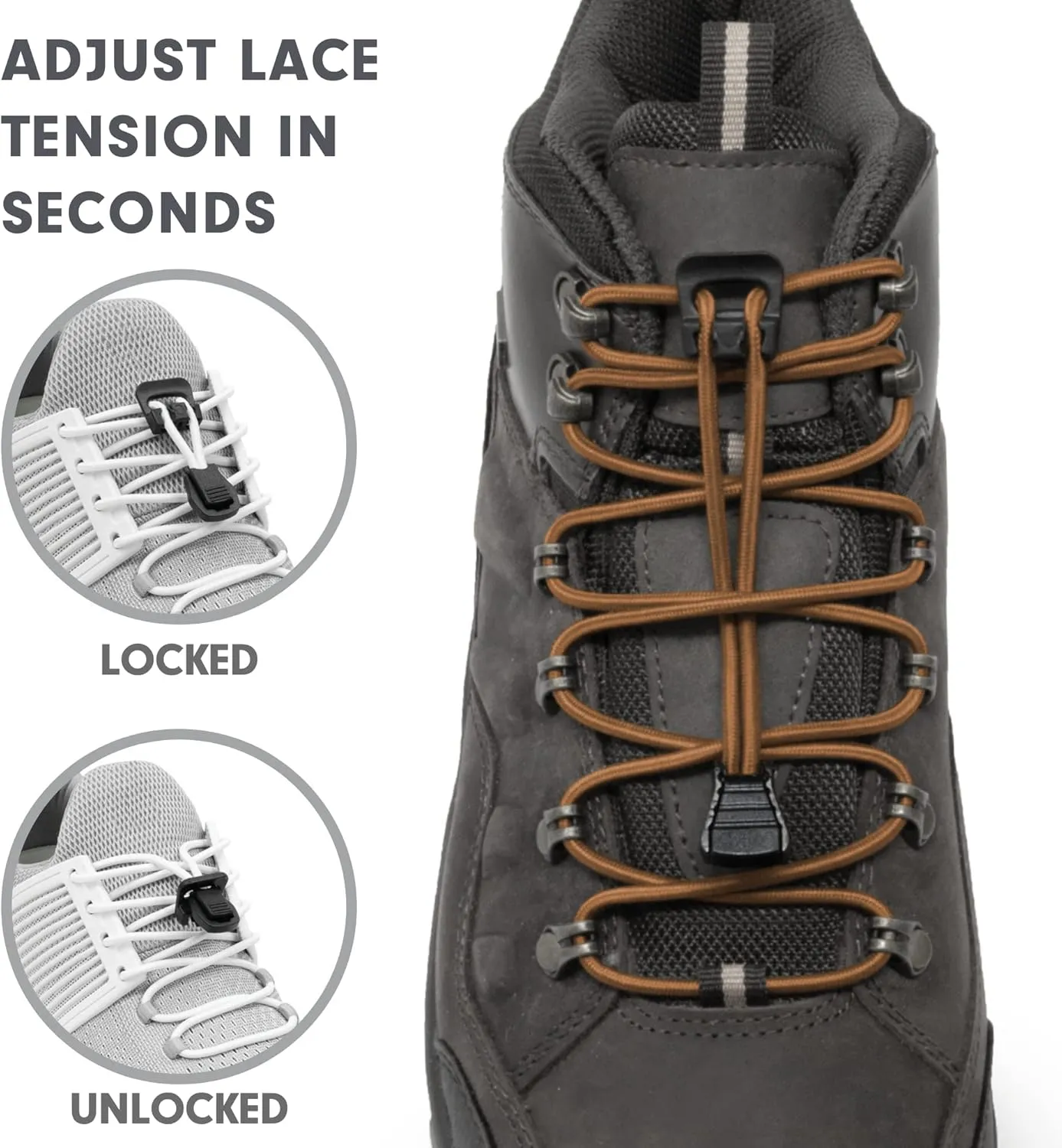Xpand No Tie Elastic Boot Laces. Heavy Duty Round Shoelaces. Ultra Durable for Hiking, Triathletes and Crossfit