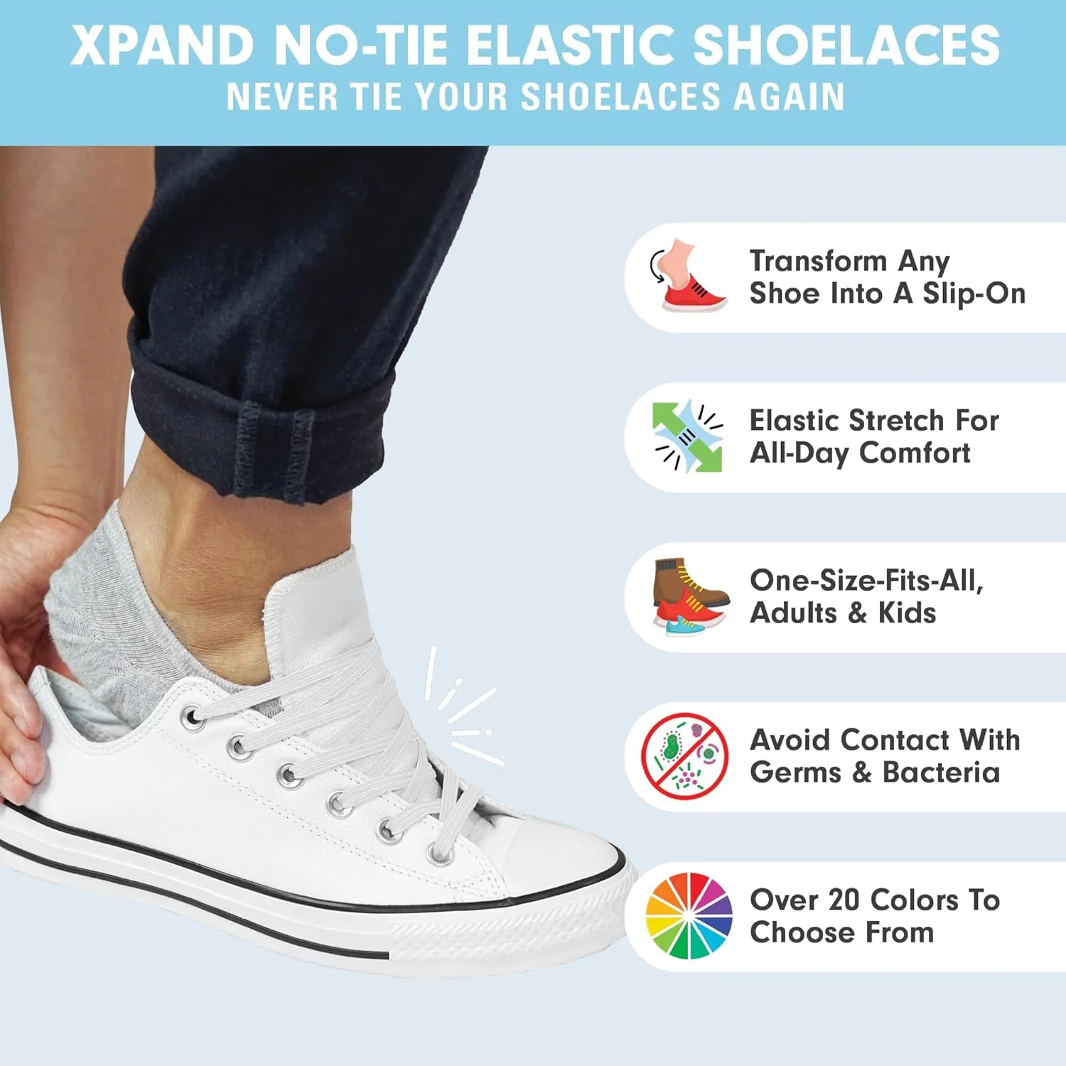Xpand No Tie Elastic Shoelaces [3 Pairs] Move Smarter, Never Tie Again. Convenience and Comfort for Busy Parents.