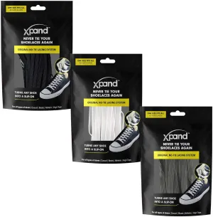 Xpand No Tie Elastic Shoelaces [3 Pairs] Move Smarter, Never Tie Again. Convenience and Comfort for Busy Parents.