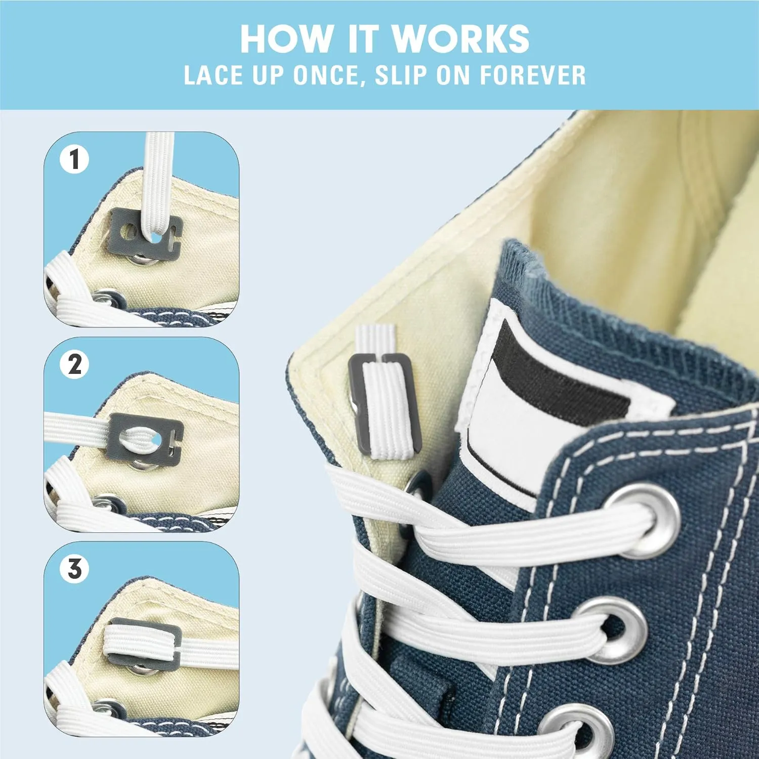 Xpand No Tie Elastic Shoelaces with Hidden Lace Locks. Tieless Stretch Comfort. One Size Fits All for Sports and Training