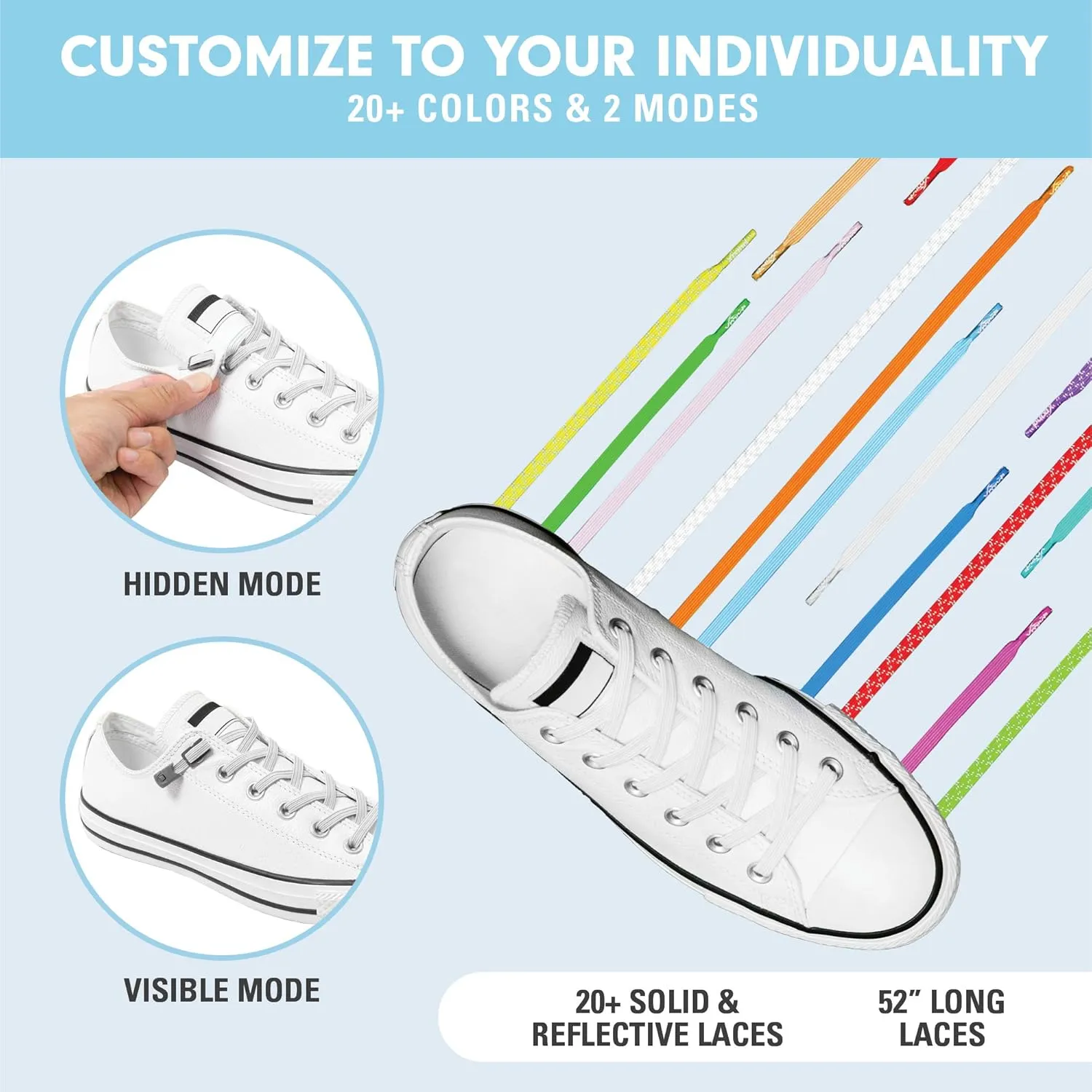Xpand No Tie Elastic Shoelaces with Hidden Lace Locks. Tieless Stretch Comfort. One Size Fits All for Sports and Training