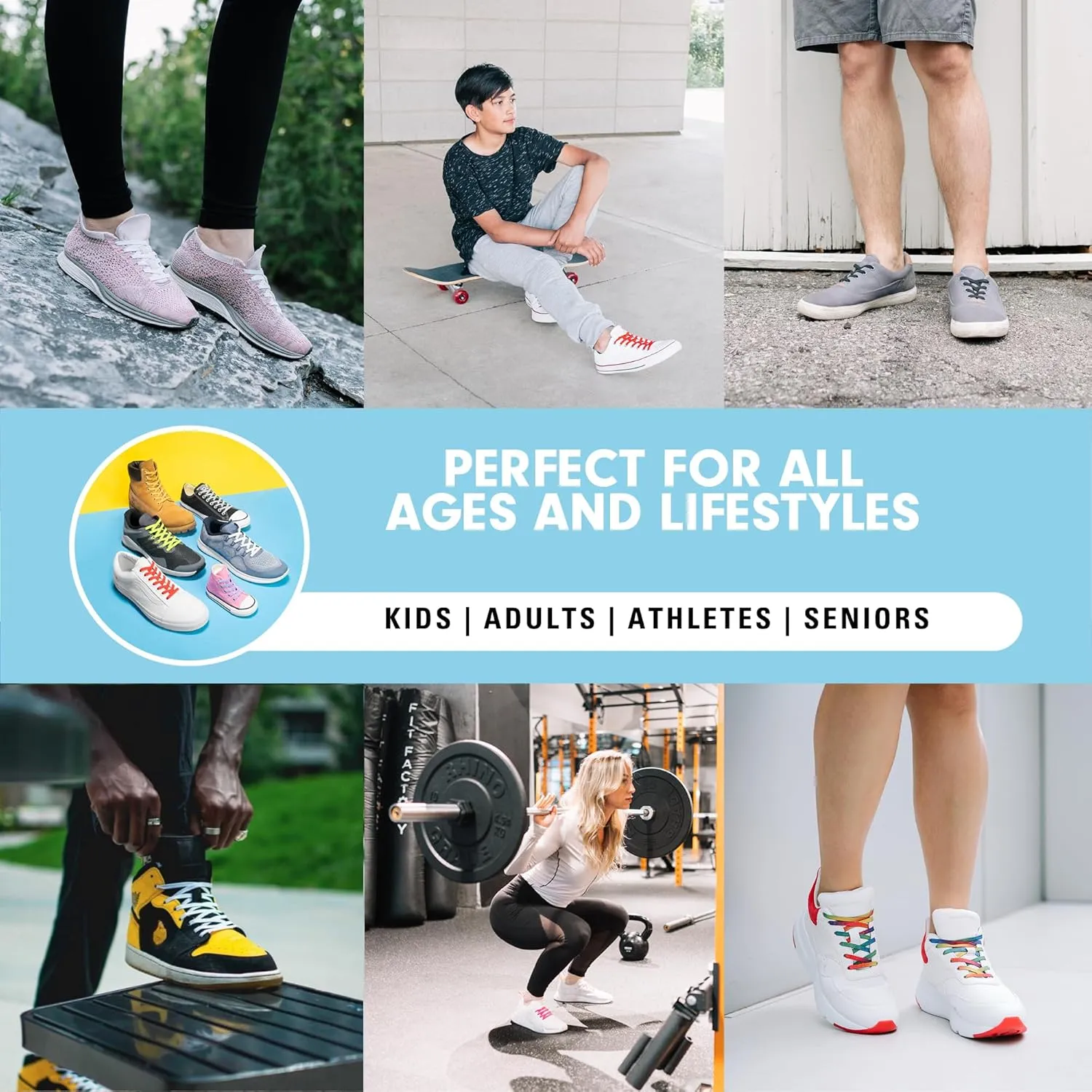 Xpand No Tie Elastic Shoelaces with Hidden Lace Locks. Tieless Stretch Comfort. One Size Fits All for Sports and Training