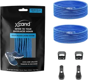 Xpand Round Lacing. Elastic No Tie Shoelaces - Quick Release Tension Control - One Size Fits All Adult and Kids Shoes