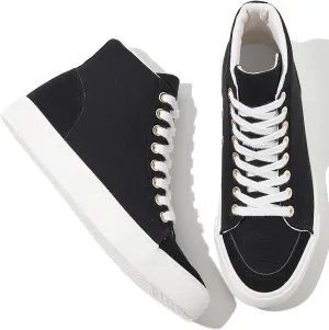 XRH Women's High Top Sneakers Canvas Shoes Black Hi Tops,Non Slip Casual Walking Shoes,White High Tops Sneakers for Women(Comfortableable,Fashion,Lace-up)