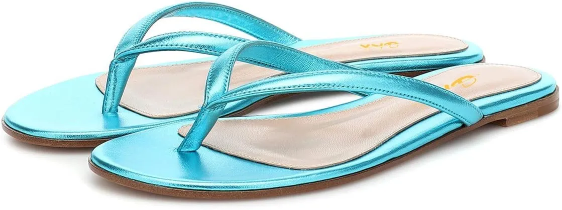 XYD Women Flats Flip Flops Slip On Open Toe Thong Sandals Thin Strap Comfortable Casual Walking Slippers Shoes