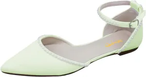XYD Women Pearl Pointed Toe Ankle Strap Flats D'Orsay Wedding Sandals Comfy Party Dance Shoes