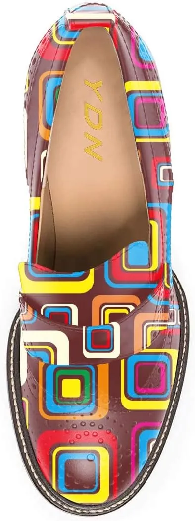 YDN Women Chunky High Heels Round Toe Oxford Loafer Size Color Material Customize Available Shoe Size 4-15 US