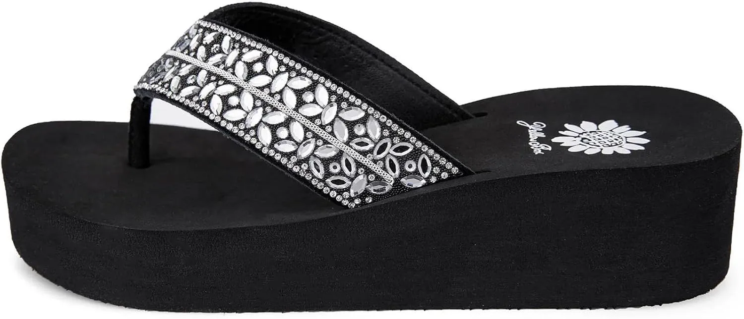 Yellow Box Women's Rhea Flatform Sandal, Round Toe, Medium-High 1.75 Inch Heel, 1 Inch Platform Comfortable Flip-Flop