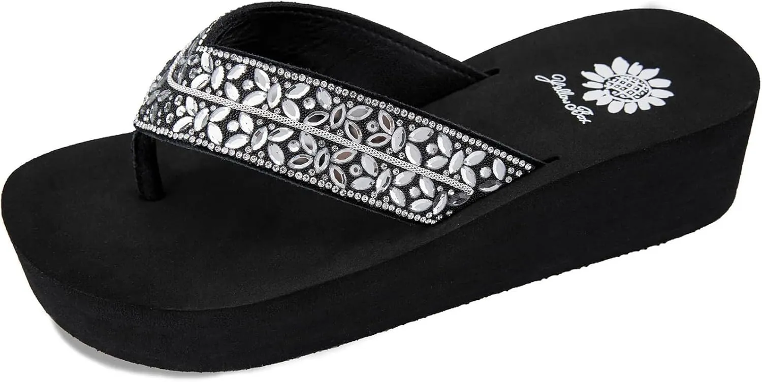 Yellow Box Women's Rhea Flatform Sandal, Round Toe, Medium-High 1.75 Inch Heel, 1 Inch Platform Comfortable Flip-Flop